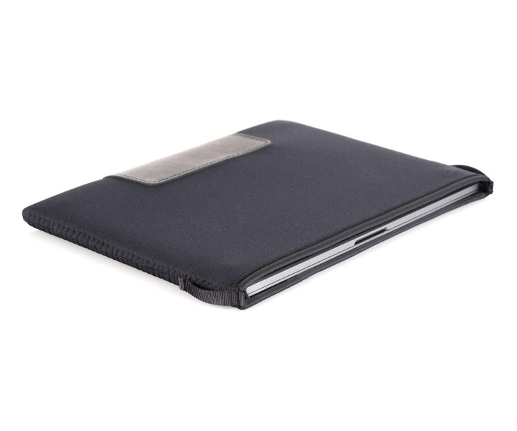 Cross-stitched side seams move as neoprene stretches
