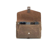 Easy-access front pocket keeps bulky items from bulging out. 