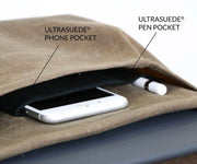 Ultrasuede-lined pockets protect phone & Surface Pen