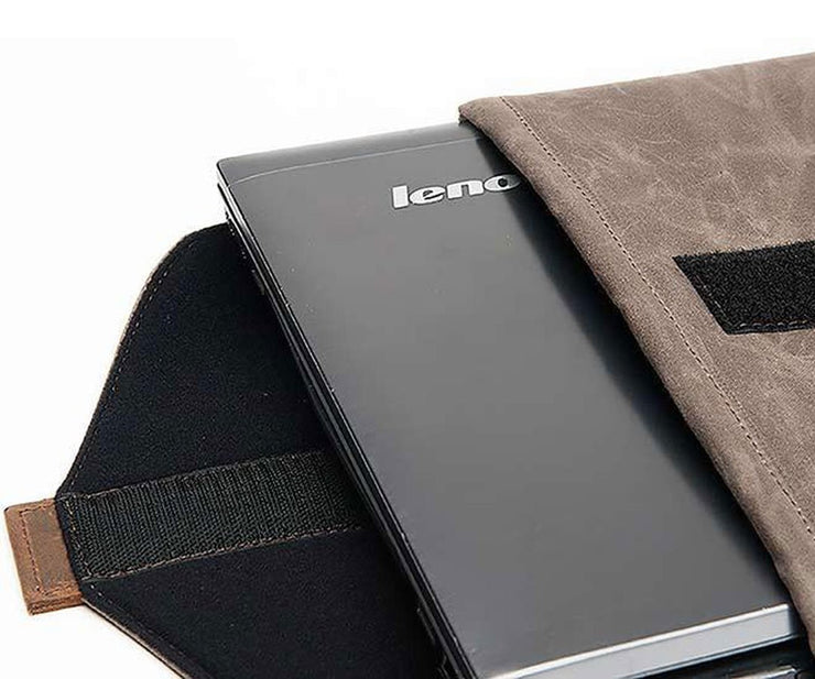 The laptop slips into a neoprenne-protected interior SleeveCase
