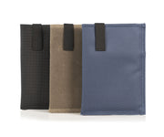 In three textiles: ballistic nylon, waxed canvas, Italian Forza  