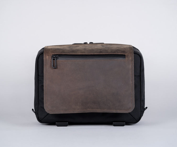 Ballistic nylon with Chocolate Leather