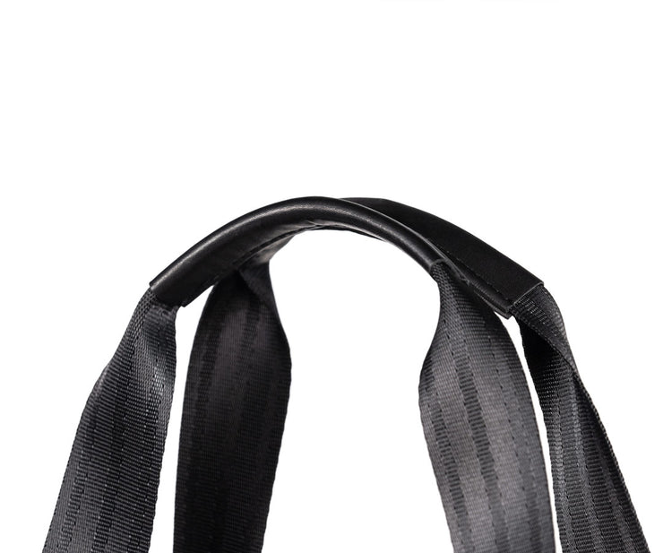 Full-grain leather-wrapped handles for comfort