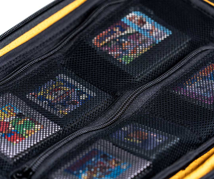 Zippered mesh pockets for multiple games